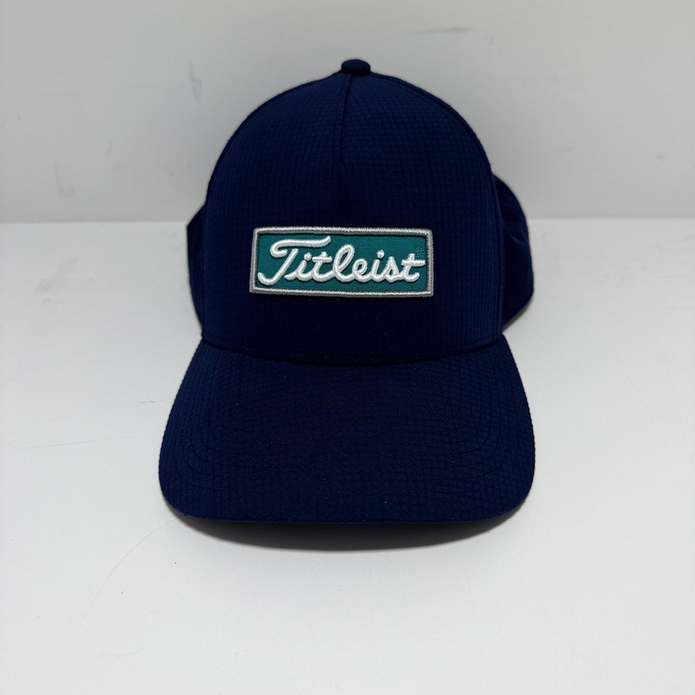 Titleist Golf Hat Navy Blue Teal Patch Snapback Adjustable Mesh Performance Cap